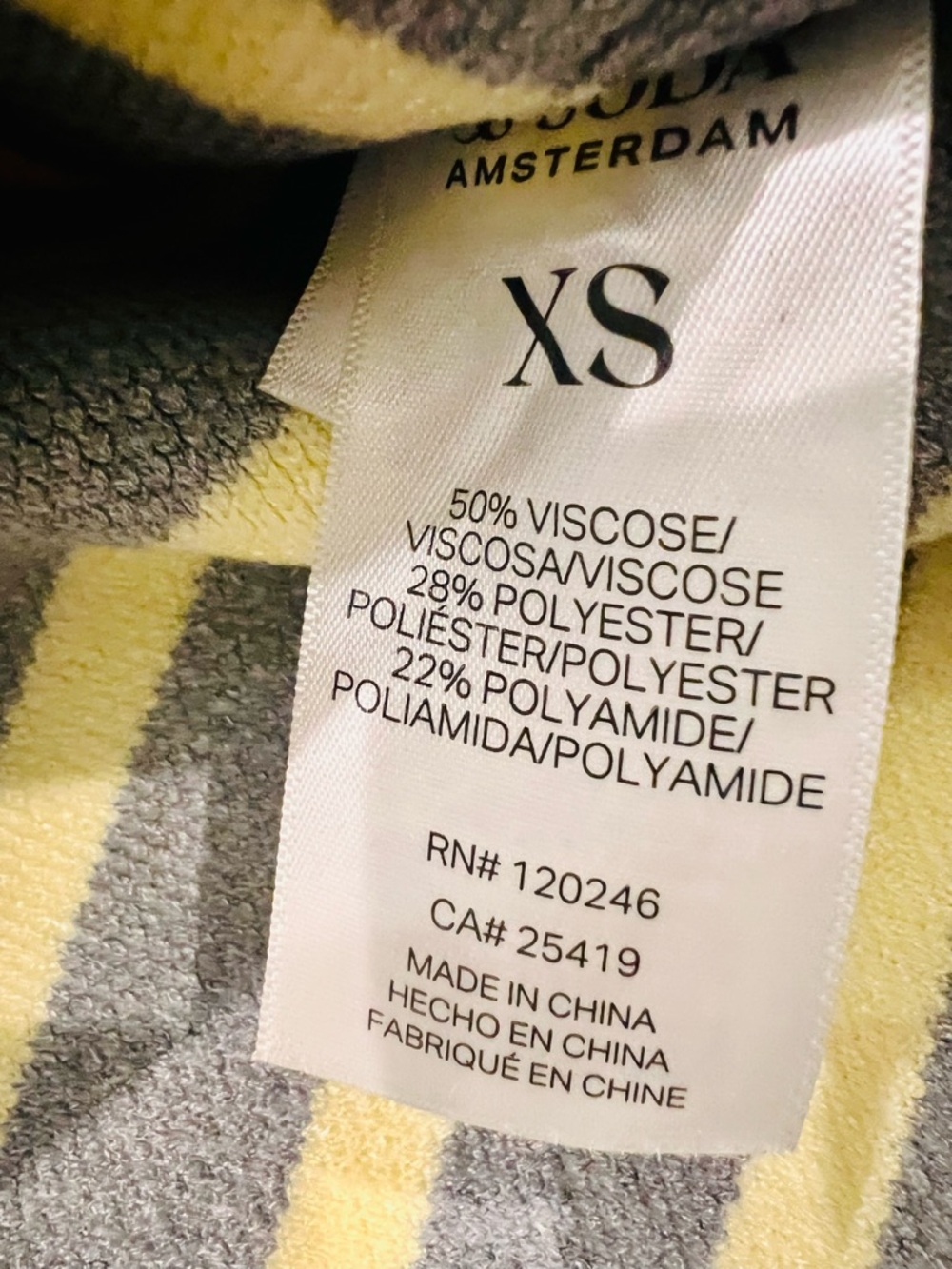 Scotch & Soda Amsterdam Striped Cardigan XS Gray Yellow Button Front NWT - Picture 6 of 9